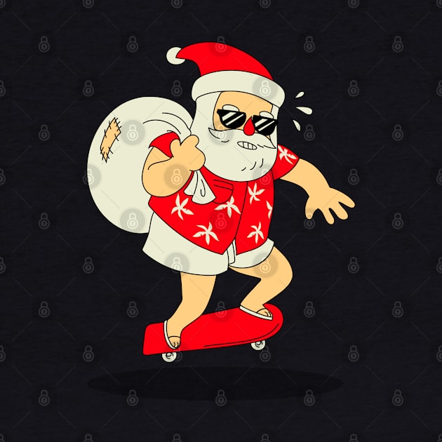 Christmas Skateboarding Santa by ZenCloak